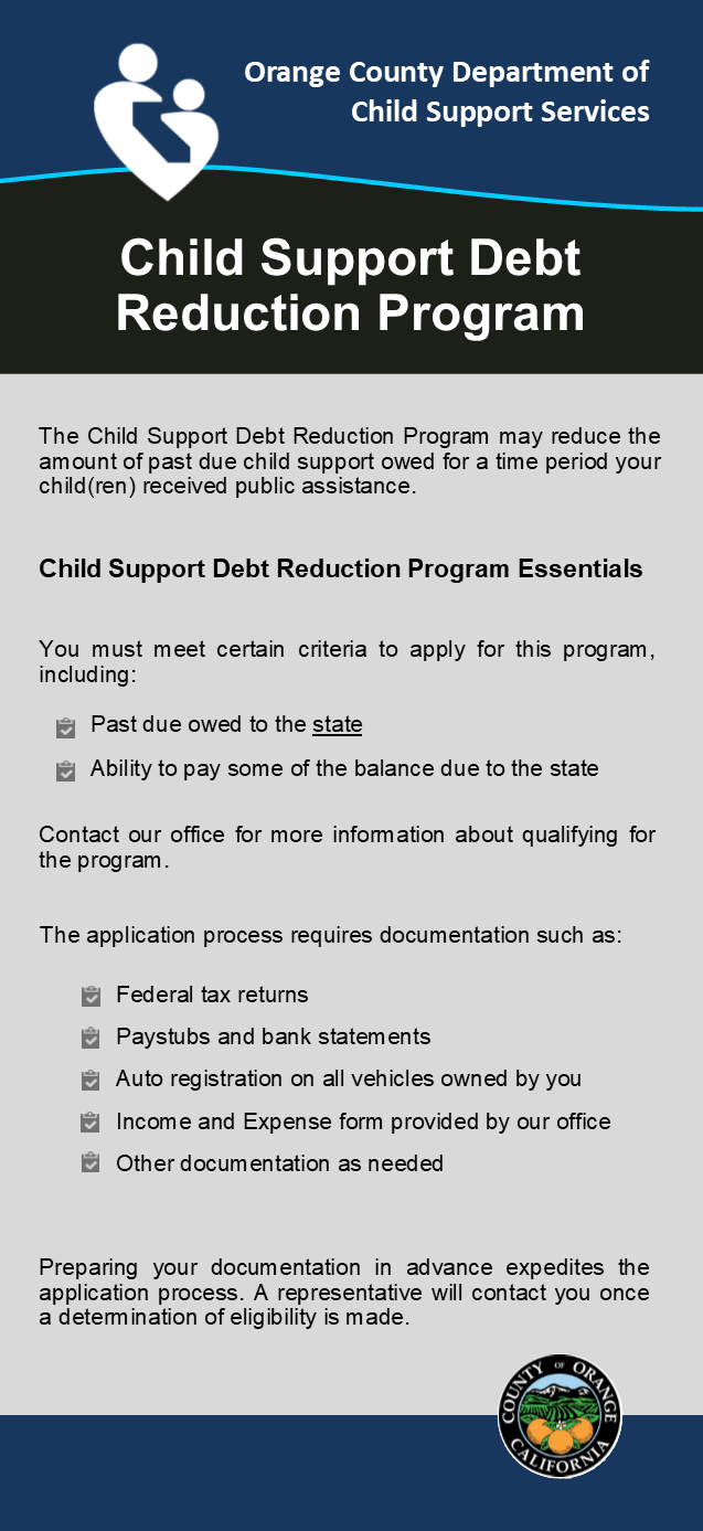 Child Support Debt Reduction Program Orange County Child Support Services